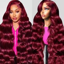 Peruca QZOQZO 99J Burgundy Front Lace HD 13x6 34"