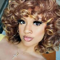 Peruca Retoleca Curly Afro Short Ombre Blonde para mulheres negras Peruca Retoleca Curly Afro Short Ombre Blonde para mulheres negras