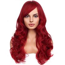 Peruca Righton Red Long Curly com franja para cosplay feminino