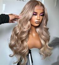 Peruca Rina Milk Tea Ash Blonde 22" 200% Densidade de Cabelo Humano Peruca Rina Milk Tea Ash Blonde 22" 200% Densidade de Cabelo Humano