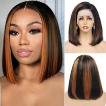 Peruca Rinatore Bob Human Hair Highlight Ombre 25 cm Lace Front