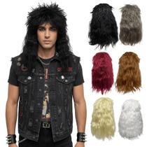Peruca rock heavy metal anos 60 70 80 ondulada volumosa friz Peruca rock heavy metal anos 60 70 80 ondulada volumosa friz