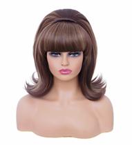 Peruca Rugelyss Short Brown misturada com Bang Retro Bouffant Beehive Peruca Rugelyss Short Brown misturada com Bang Retro Bouffant Beehive