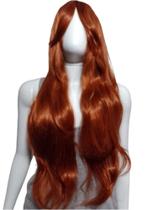 Peruca ruiva acobreada 70 cm ondulada fibra bio orgânica Peruca ruiva acobreada 70 cm ondulada fibra bio orgânica