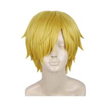 Peruca Sanji One Piece - Cabelo Sintético Amarelo Dourado Resistente ao Calor