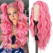 Peruca SAPPHIREWIGS Highlight Pink Sintética 66 cm Resistente ao Calor