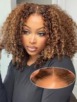Peruca sem cola Wear and Go Ombre Highlight 4/27 Afro Kinkycurly Peruca de renda HD pré-cortada, cabelo humano pré-arrancado, linha de cabelo natural para mulheres 200% de densidade de 10 polegadas Peruca sem cola Wear and Go Ombre Highlight 4/27 Afro Kinkycurly Peruca de renda HD pré-cortada, cabelo humano pré-arrancado, linha de cabelo natural para mulheres 200% de densidade de 10 polegadas