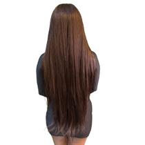 Peruca Semi Lace Lisa Longa 80cm C Micro Tela Fibra de Colágeno