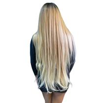 Peruca Semi Lace Lisa Longa 80cm C Micro Tela Fibra de Colágeno