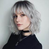 Peruca SessionTech Short Silver Wavy Bob 35 cm de cabelo sintético Peruca SessionTech Short Silver Wavy Bob 35 cm de cabelo sintético
