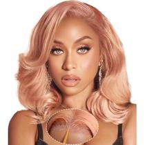 Peruca SFD Pink Blonde Human Hair 180% Densidade 25cm Body Wave