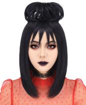 Peruca shecool Black Lydia Deetz, fantasia para mulheres e meninas