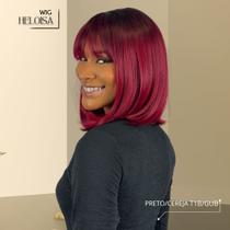 Peruca Short Bob Curta Bio Fibra Premium Heloisa Aspecto de Cabelo Humano Fibra de Colágeno Estylo Mulher Com Regulagem 30cm 180g