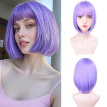 Peruca Short Sintética Purple Bob 12" Short com franja