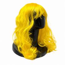 Peruca Sintética Amarela Ondulada 45cm Cosplay Fantasia
