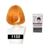 Peruca Sintética Curta Bob Reta De 35cm Com Franja Aparável Lolita Rosa Verde Loira Vermelha Cosplay