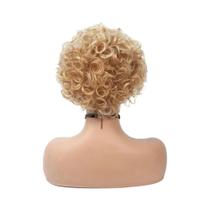 Peruca Sintética Curta Cacheada Em Cores Mistas Loiro Para Mulheres Brancas, Fibra De Alta