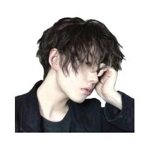 Peruca Sintética Curta E Cacheada Natural Para Homens, Preta Com Franja, Extensão De Cabelo Para