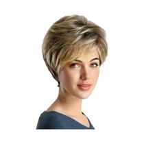 Peruca Sintética Curta E Cacheada Para Mulheres Com Franja Diagonal E Mechas De Moda Em Seda De Alta