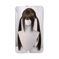 Peruca Sintética Curta E Cacheada Para Mulheres, Estilo Lolita, Com Franja Lateral Longa, Cobertura