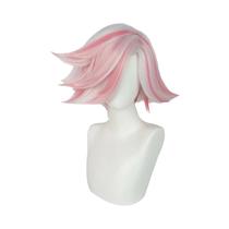 Peruca Sintética Curta E Lisa Rosa E Branco Prateado Para Cosplay, Halloween, Carnaval E Exposição Peruca Sintética Curta E Lisa Rosa E Branco Prateado Para Cosplay, Halloween, Carnaval E Exposição