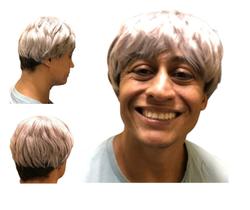 Peruca Sintética Curta Grisalha c/ preto Fantasia Anime