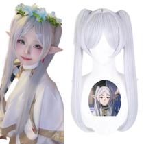 Peruca Sintética Curta Prata Branca Com Duplo Rabo De Cavalo Para Cosplay De Anime E Reality Show Peruca Sintética Curta Prata Branca Com Duplo Rabo De Cavalo Para Cosplay De Anime E Reality Show