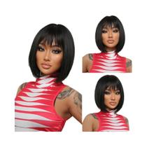 Peruca Sintética Curta Reta Bob Marrom Claro Ombre Para Mulheres Afro Resistente Ao Calor Cosplay Peruca Sintética Curta Reta Bob Marrom Claro Ombre Para Mulheres Afro Resistente Ao Calor Cosplay