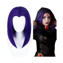 Peruca Sintética Curta Roxa Lisa Com Parte Central Bob De 14 Polegadas Para Cosplay De Super-Herói