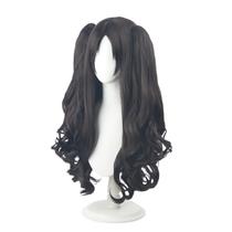 Peruca sintética de alta temperatura com 60 cm de comprimento marrom encaracolado