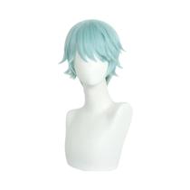 Peruca sintética de cabelo curto anti-turno azul menta Peruca cosplay animada