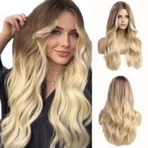 Peruca sintética EMMOR Long Curly Blonde de 26 polegadas para mulheres