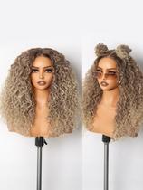 Peruca sintética GORGIUS Brown/Blonde Highlight Curly 50cm