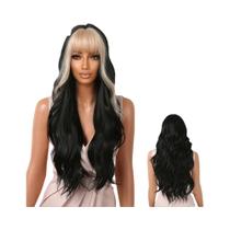 Peruca Sintética Laranja Com Ondas Naturais Para Mulheres Negras, Franja Completa, Resistente Ao