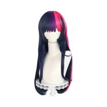 Peruca Sintética Longa Azul Roxa Rosa 26 Polegadas Twilight Sparkle Cosplay Anime Halloween Carnaval