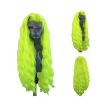 Peruca Sintética Longa Com Ondas Naturais Em Rosa Pastel, Lace Front, Resistente Ao Calor Para