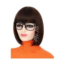 Peruca Sintética Longa E Cacheada Laranja Com Faixa Roxa, Peruca Marrom Com Franja, Cosplay De Velma