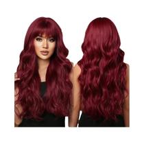 Peruca Sintética Longa E Cacheada Laranja Com Franja, Ondas Grandes, Seda De Alta Temperatura Para