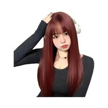 Peruca Sintética Longa E Lisa Preta De 26 Polegadas Para Halloween, Cosplay E Uso Diário, Acessório