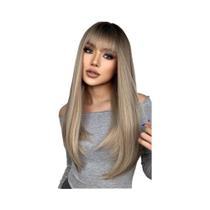 Peruca Sintética Longa E Reta Com Destaque Cinza Azul Para Mulheres Cabelo Cosplay Natural Peruca Sintética Longa E Reta Com Destaque Cinza Azul Para Mulheres Cabelo Cosplay Natural