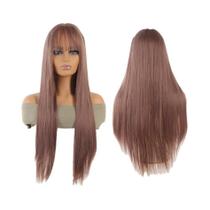 Peruca Sintética Longa Lisa E Cacheada Com Franja E Extensões De Rabo De Cavalo, Presentes De