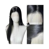 Peruca Sintética Longa Lisa Loiro Platina 26 Polegadas 13x4 Com Renda Frontal De Fibras De Alta