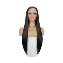 Peruca Sintética Longa Lisa Preta De 26 Polegadas Com Renda Frontal 13x4 Pré-Desfiada Para Mulheres