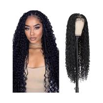 Peruca Sintética Longa Trançada Estilo Boêmio Para Mulheres Negras, Com Tranças Box Braid Torcidas E