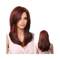 Peruca Sintética Marrom - Bob com Franja e Raiz Escura para Mulheres Negras