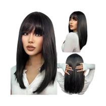 Peruca Sintética Ondulada De Comprimento Médio, Fibra De Alta Temperatura, Peruca Da Moda Na Altura Peruca Sintética Ondulada De Comprimento Médio, Fibra De Alta Temperatura, Peruca Da Moda Na Altura