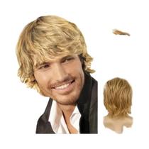 Peruca Sintética Preta Curta Natural E Volumosa Para Homens, Resistente Ao Calor, Para Halloween E