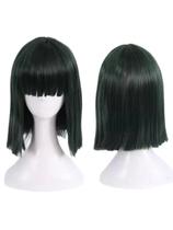 Peruca Sintética Preta Para Cosplay Feminina, Cabelo Curto Bob Com Franja, Durável, Resistente Ao