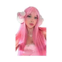 Peruca Sintética Reta Preta De 26 Polegadas Para Halloween, Cosplay E Uso Diário, Fibra De Alta