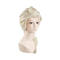 Peruca Sintética Trançada Loiro Castanho Princesa Elsa Anna Para Cosplay De Halloween